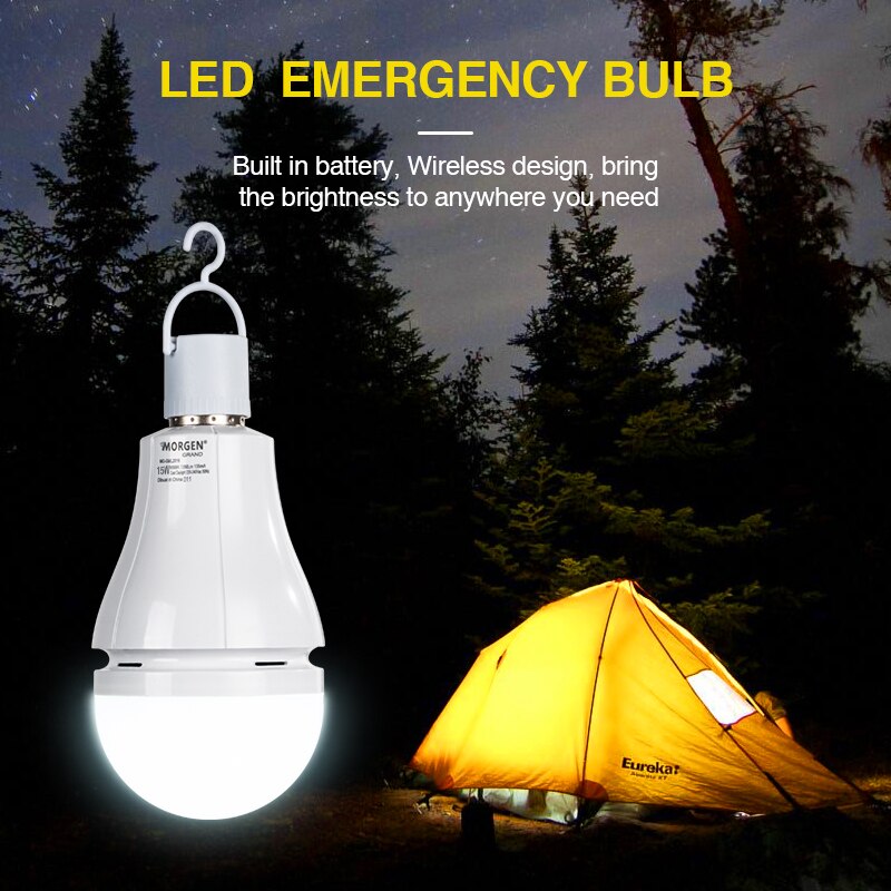 5000mAh 충전식 배터리 LED 비상 전구 휴대용 후크 캠핑 텐트 조명 홈 장식 전원 끄기 밤 빛